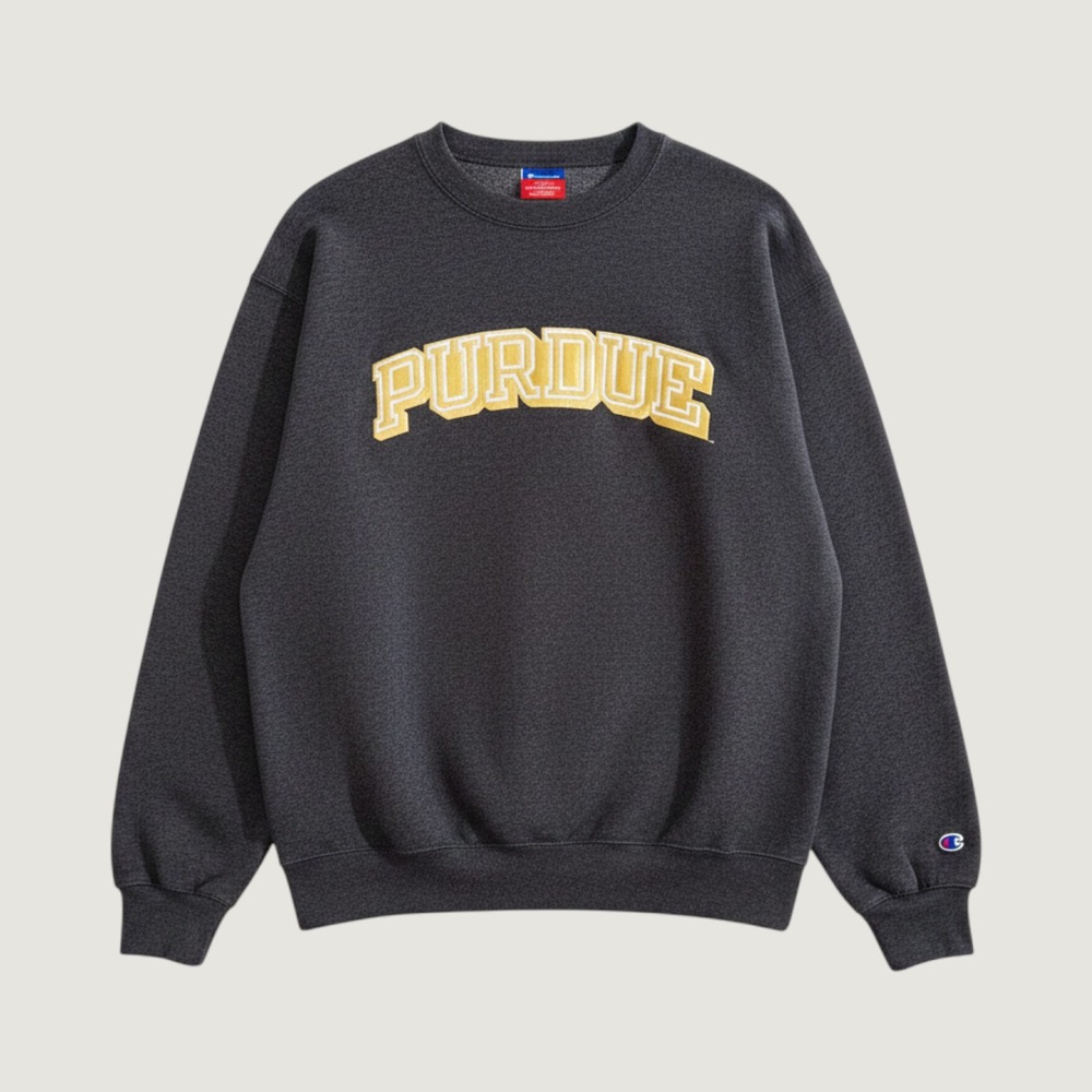Champion Purdue University Sweatshirt Mens L Charcoal Gray Eco Fleece Crewneck